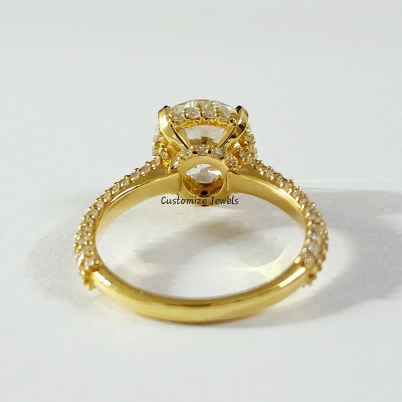 IGI 3.70 CT Round Lab Created Diamond Engagement Ring In 14k Gold,G-VS1,Ex - Picture 4 of 10